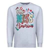 Heather Grey Little miss America 4th of july Premium Sweatshirt - HowdyJamesFarm