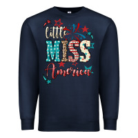 Navy Little miss America 4th of july Premium Sweatshirt - HowdyJamesFarm