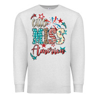 Oatmeal Heather Little miss America 4th of july Premium Sweatshirt - HowdyJamesFarm