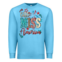 Ocean Blue Little miss America 4th of july Premium Sweatshirt - HowdyJamesFarm