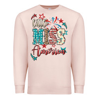 Pale Pink Little miss America 4th of july Premium Sweatshirt - HowdyJamesFarm