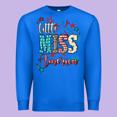 Little Miss America 4th Of July Premium Sweatshirt Designed By Howdyjamesfarm