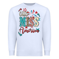 White Little miss America 4th of july Premium Sweatshirt - HowdyJamesFarm
