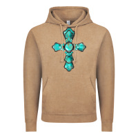 Western Turquoise Gemstone Cross Vintage Hoodie | Teevron