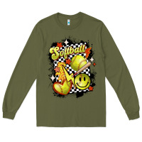 Army Green vintage softball Long Sleeve Tee - MaliasSmallBusiness