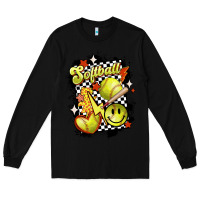 Black vintage softball Long Sleeve Tee - MaliasSmallBusiness