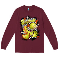 Burgundy vintage softball Long Sleeve Tee - MaliasSmallBusiness