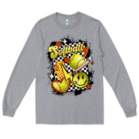 Heather Grey vintage softball Long Sleeve Tee - MaliasSmallBusiness