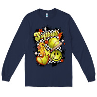 Navy vintage softball Long Sleeve Tee - MaliasSmallBusiness