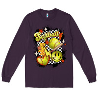 Plum vintage softball Long Sleeve Tee - MaliasSmallBusiness