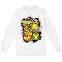 White vintage softball Long Sleeve Tee - MaliasSmallBusiness