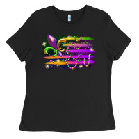 Black mardi gras flag Ladies Tee - RacoonDesign