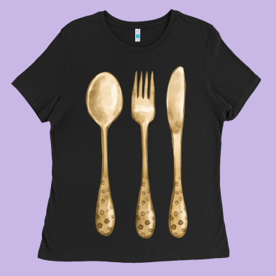 Spoon Fork Knife Fa Element Ladies Tee Designed By Fadigitalartstudio