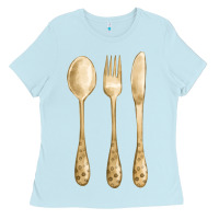 Baby Blue spoon fork knife fa element Ladies Tee - FaDigitalArtStudio