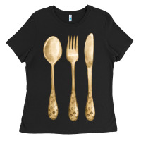 Black spoon fork knife fa element Ladies Tee - FaDigitalArtStudio