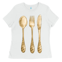 White spoon fork knife fa element Ladies Tee - FaDigitalArtStudio