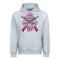 Heather Grey Red white and pew pew pew Urban Hoodie - FaDigitalArtStudio