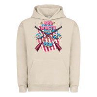 Pigment French Oak Red white and pew pew pew Urban Hoodie - FaDigitalArtStudio