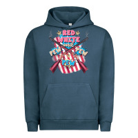 Pigment Midnight Navy Red white and pew pew pew Urban Hoodie - FaDigitalArtStudio
