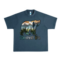 Midnight Navy camping bear Urban Heavy Tee - MaliasSmallBusiness