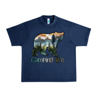 Navy camping bear Urban Heavy Tee - MaliasSmallBusiness