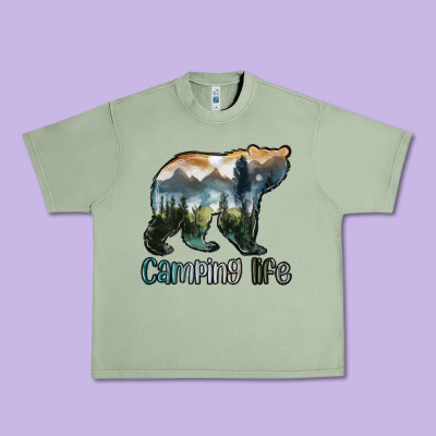 Camping Bear Urban Heavy Tee Designed By Maliassmallbusiness