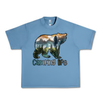Pebble Blue camping bear Urban Heavy Tee - MaliasSmallBusiness