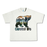Pistachio camping bear Urban Heavy Tee - MaliasSmallBusiness