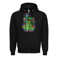Black Western Serape Cactus Zipper Hoodie - Bettercallsaul