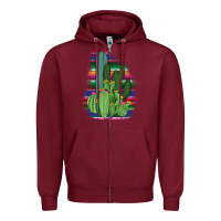 Burgundy Western Serape Cactus Zipper Hoodie - Bettercallsaul