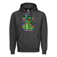 Charcoal Heather Western Serape Cactus Zipper Hoodie - Bettercallsaul