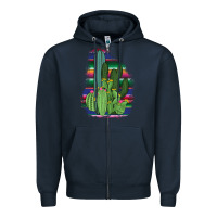 Navy Western Serape Cactus Zipper Hoodie - Bettercallsaul