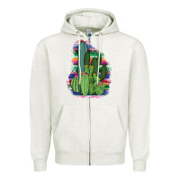 Oatmeal Heather Western Serape Cactus Zipper Hoodie - Bettercallsaul