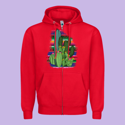 Western Serape Cactus Zipper Hoodie Designed By Bettercallsaul