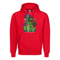Red Western Serape Cactus Zipper Hoodie - Bettercallsaul