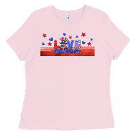 Bubblegum Pink love america gnome libbey cup Ladies Tee - HRA Design Shop