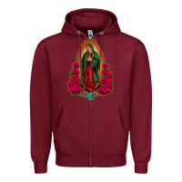 Burgundy Our Lady of Guadalupe Zipper Hoodie - Bettercallsaul