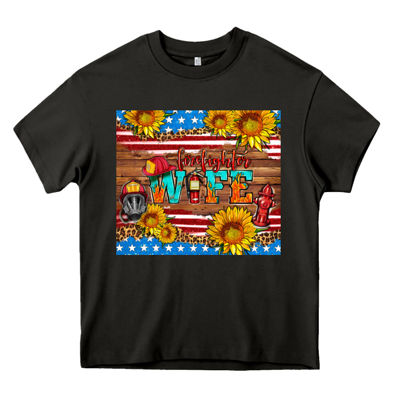 American Flag Firefighter Wife Heavy Core Tee by HRA Design Shop | Teevron