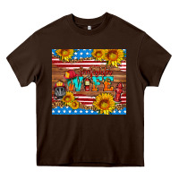 Chocolate Brown american flag firefighter wife Heavy Core Tee - HRA Design Shop