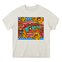 Cream american flag firefighter wife Heavy Core Tee - HRA Design Shop