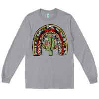 Heather Grey christmas cactus rainbow Long Sleeve Tee - JahusDesignShop