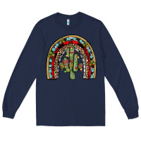 Navy christmas cactus rainbow Long Sleeve Tee - JahusDesignShop