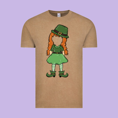 Leprechaun Girl Faceless Vintage Tee Designed By Maliassmallbusiness