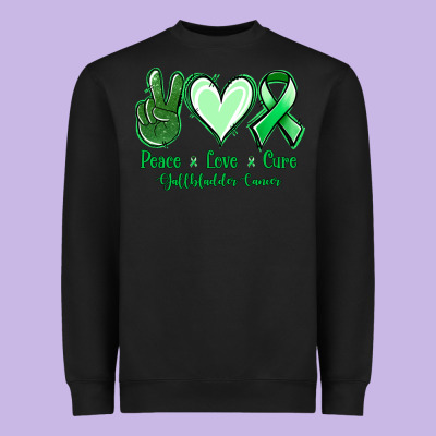 Peace Love Cure Gallbladder Cancer Heavyweight Sweatshirt Designed By Nancycooperartshop