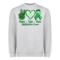 Heather Grey Peace love cure Gallbladder Cancer Heavyweight Sweatshirt - NancyCooperArtShop