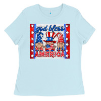 Baby Blue god bless America gnomes Ladies Tee - HRA Design Shop