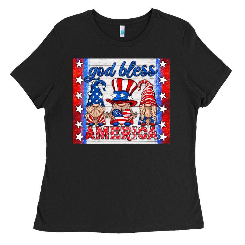 God Bless America Gnomes Ladies Tee by HRA Design Shop | Teevron