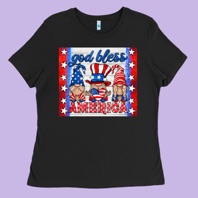 God Bless America Gnomes Ladies Tee Designed By Hra Design Shop
