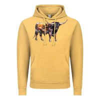 Vintage Mustard Texas Longhorn Bull Vintage Hoodie - LillyAllenDesigns