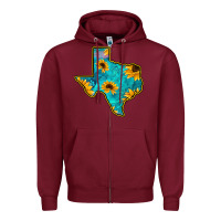 Burgundy Sunflower Turquoise Texas Zipper Hoodie - Bettercallsaul